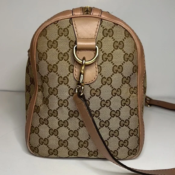 SOLD - Gucci Boston bag pink and burgundy stripe - Picture 3 of 16